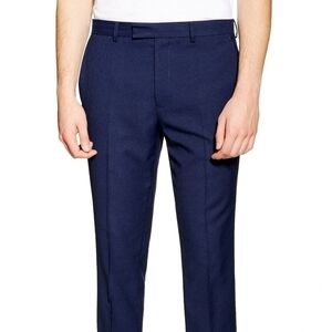 Topshop topman blue ares skinny trouser navy 100 percent wool lined 34" waist